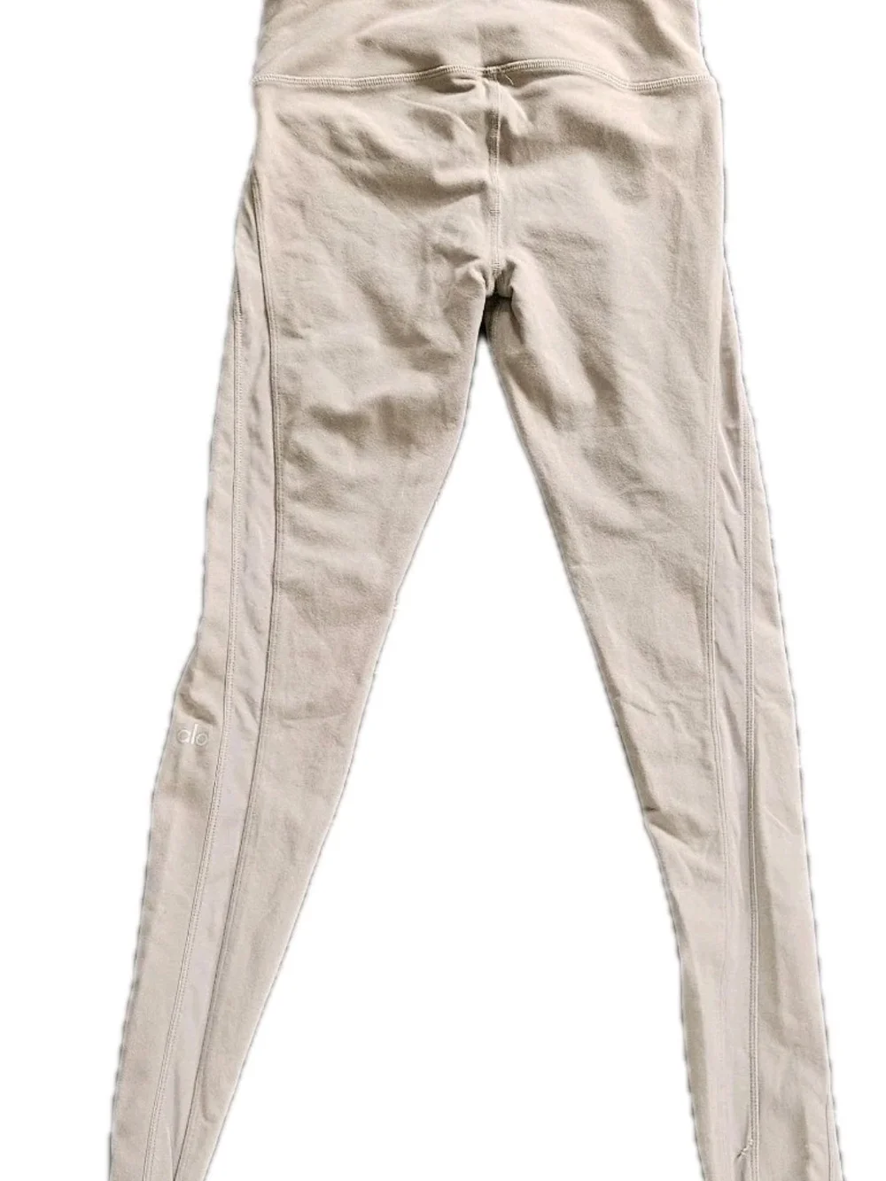 Alo Yoga Block Mesh High-Waist Leggings XS Taupe Gravel Tan Sheer Panel Athletic